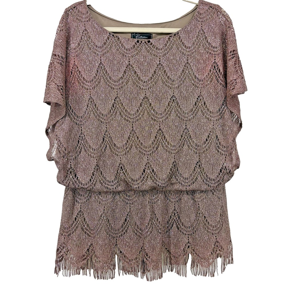 Dressbarn Collection Size L Vintage Y2K Blouson Top Dressy Blouse Sparkly Purple